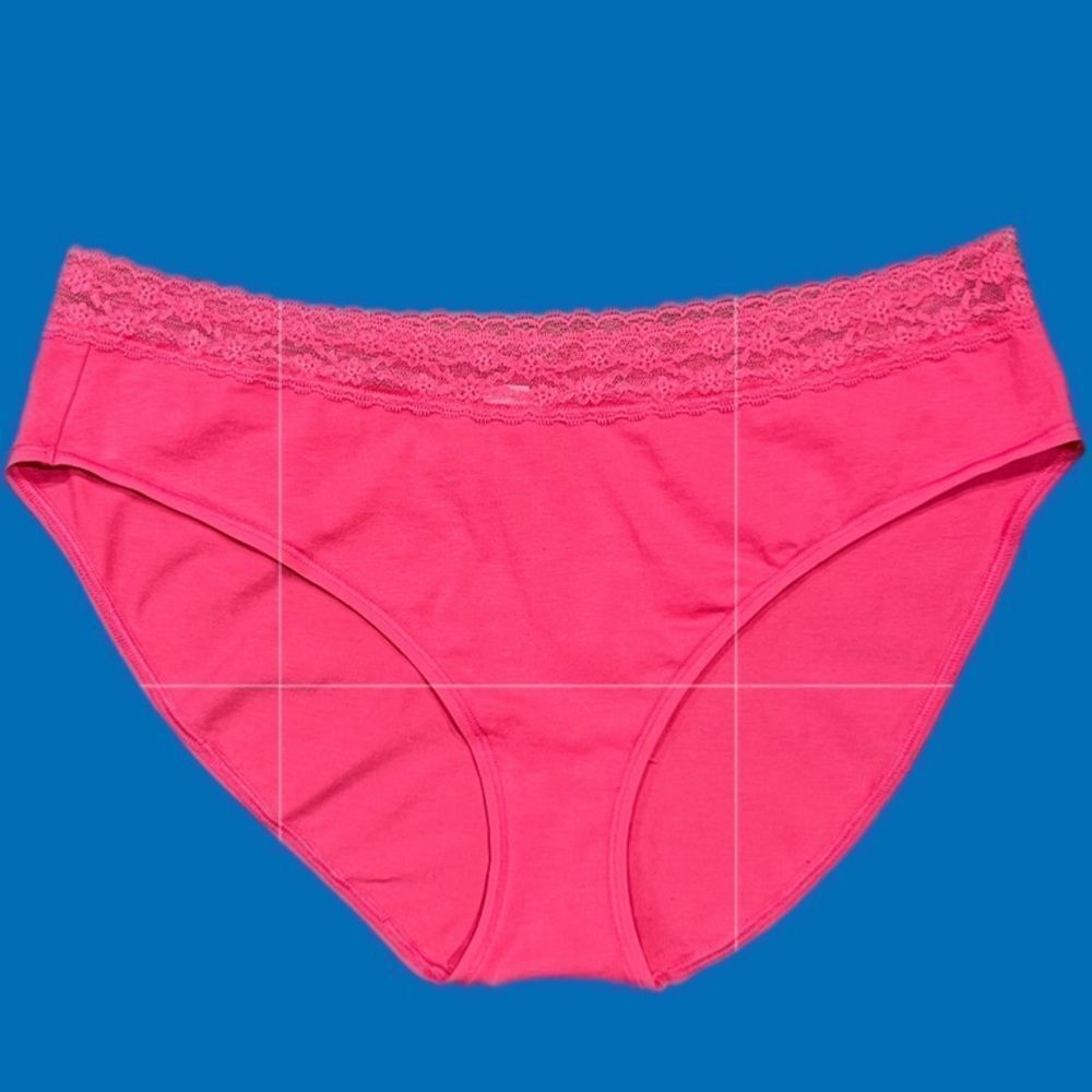 Victoria’s Secret Stretch Cotton Lace Trim High Leg Brief Panty Pink Xlarge